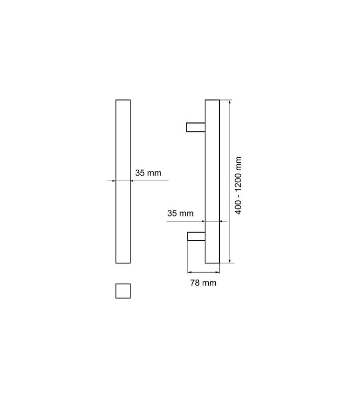 Stossgriff ES13Q - L=1000 mm quadr. Kosmos schwarz