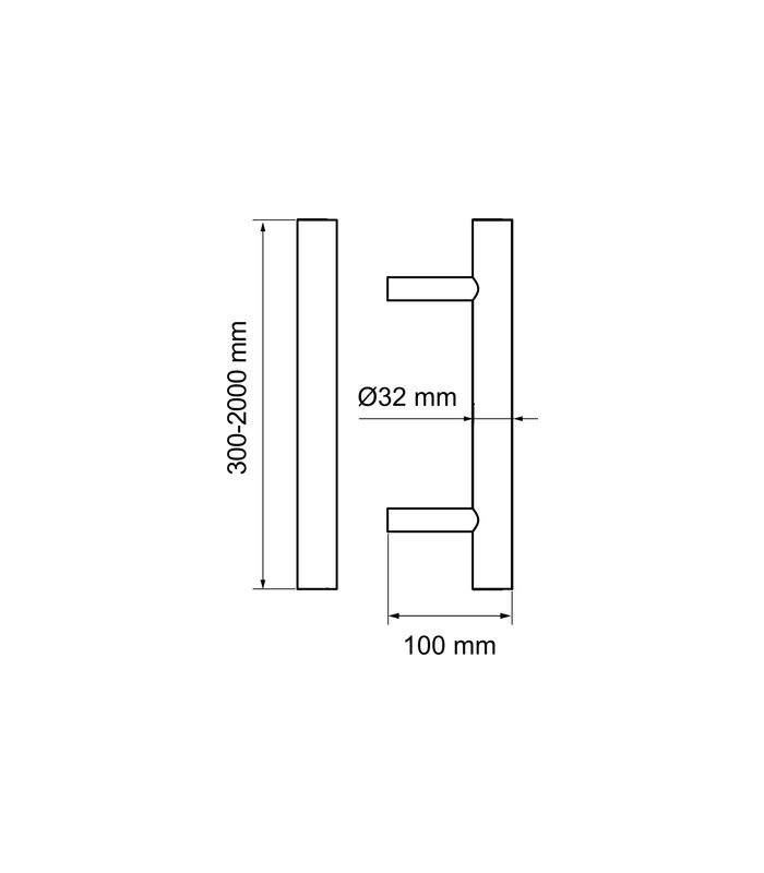 Stossgriff ES3 - 1000 L= 1000mm T -Form Messing matt