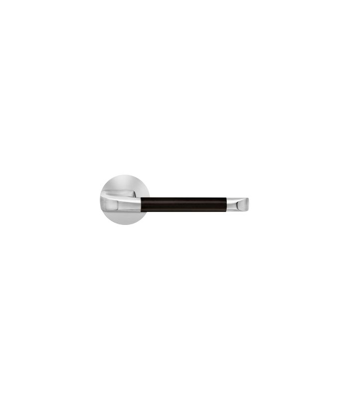Drücker-Rosettengarnitur Kent EPL96LS OS Leder schwarz/Edelst.matt PlanDesign