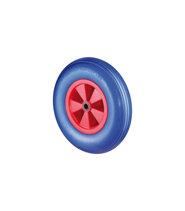 Rad pannensicher D16.400 400mm, Poly blau, Radk. Kunststoff rot, RL, Rillenprofil