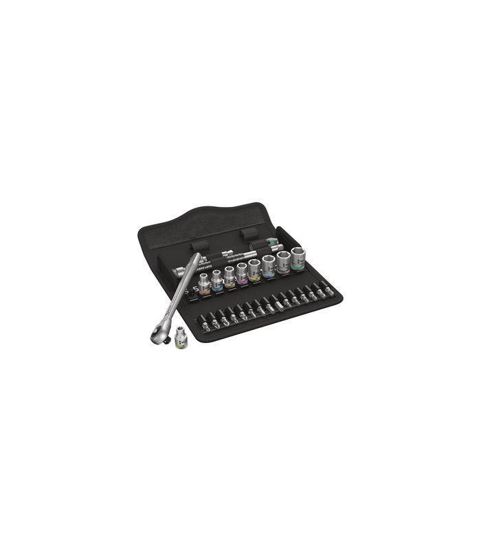 Steckschlüssel-Satz 1/4" ZYKLOP push 28-teilig in Textilbox Wera