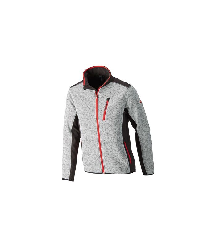 Strickjacke, Softshell, Gr. M, hellgrau-rot, FORTIS