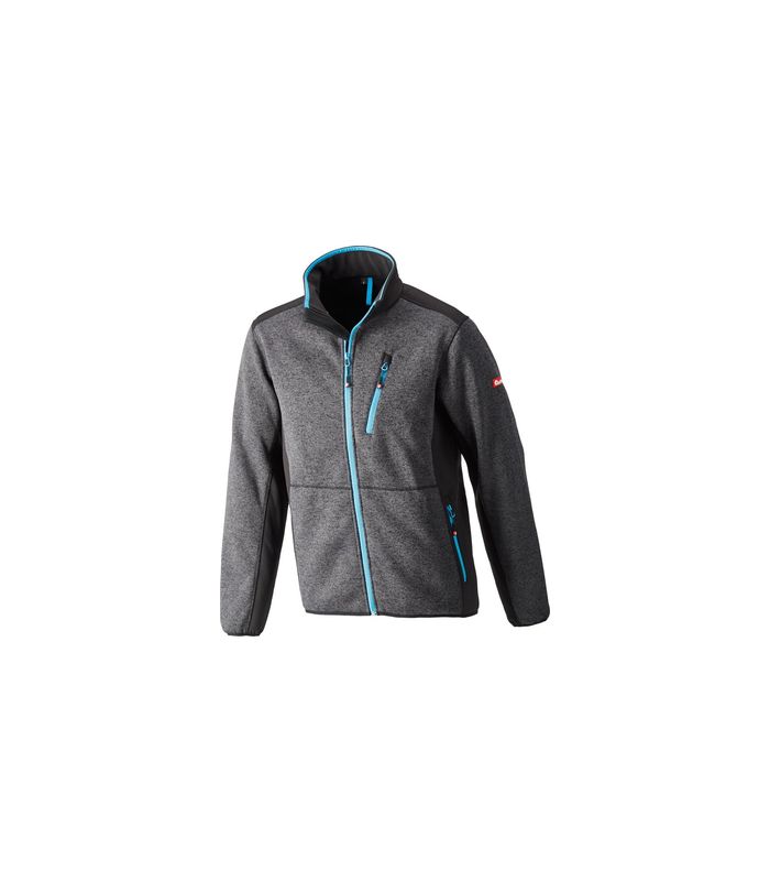 Strickjacke, Softshell, Gr. M, d-grau-türkis, FORTIS