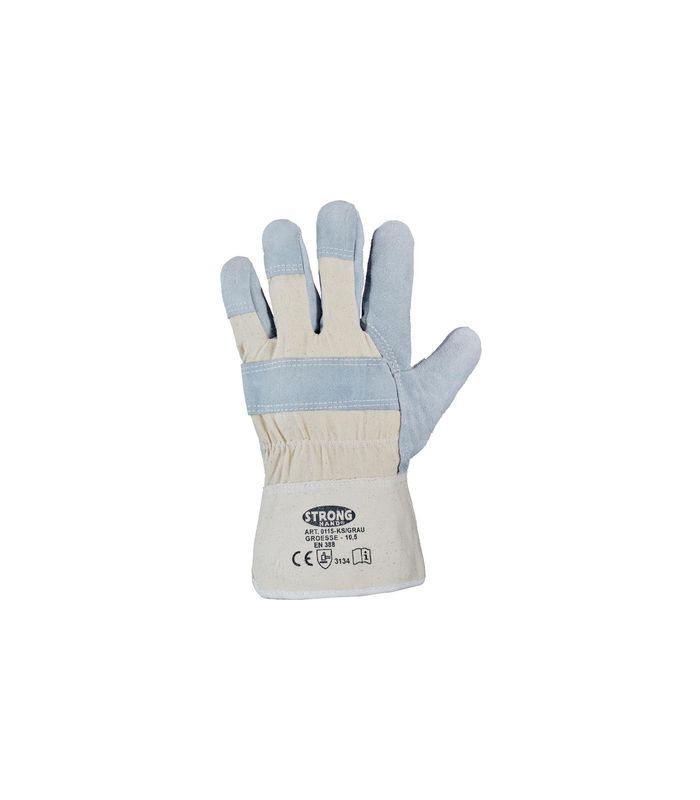 Handschuh, Kernspaltleder, weiße Stulpe