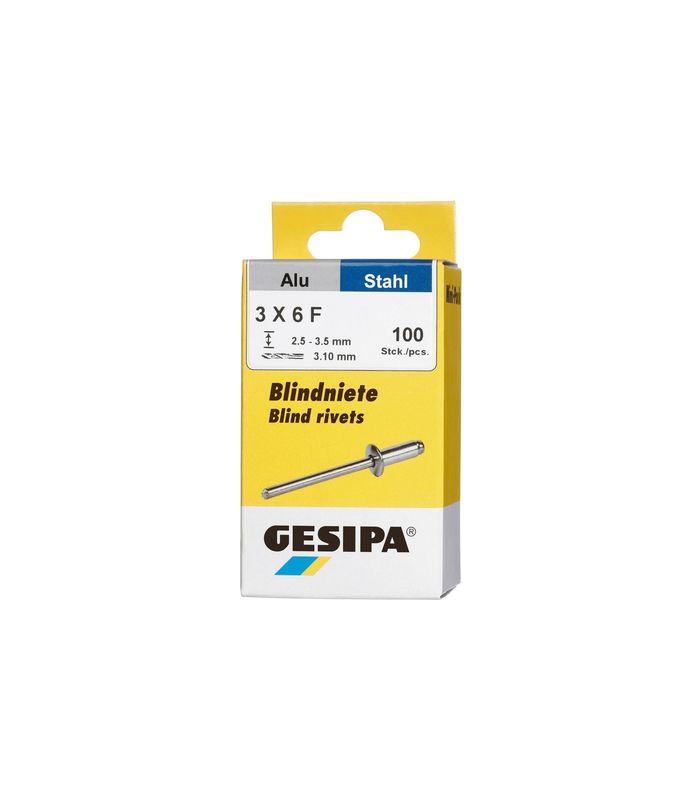Blindniet Alu/Stahl Flachrundkopf Mini-Pack 3x6mm a 100Stück GESIPA