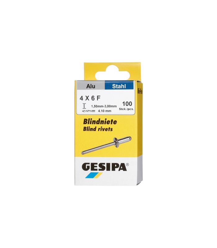 Blindniet Alu/Stahl Flachrundkopf Mini-Pack 4x6mm a 100Stück GESIPA