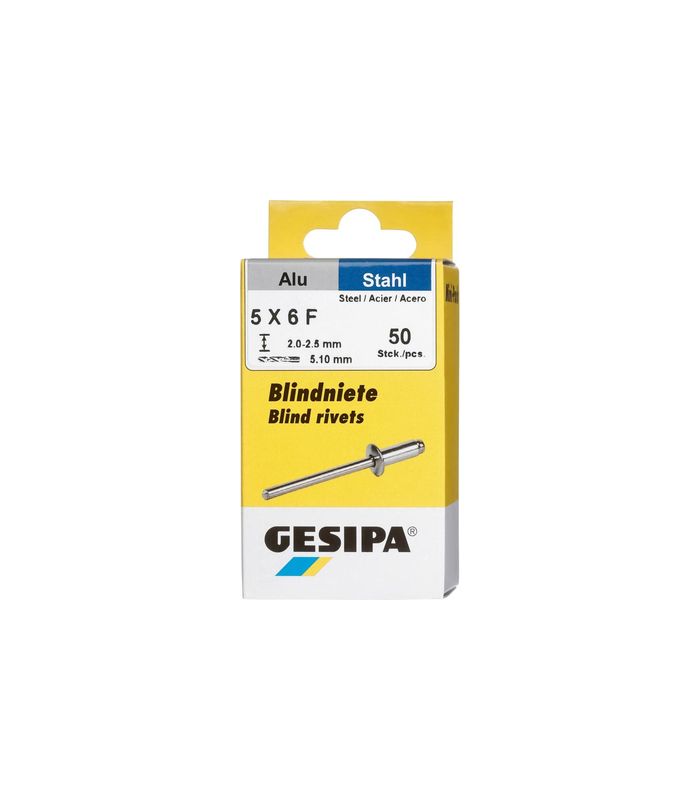 Blindniet Alu/Stahl Flachrundkopf Mini-Pack 5x6mm a 50Stück GESIPA