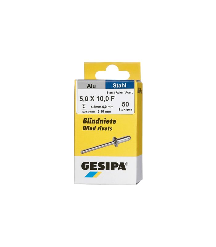 Blindniet Alu/Stahl Flachrundkopf Mini-Pack 5x10mm a 50Stück GESIPA