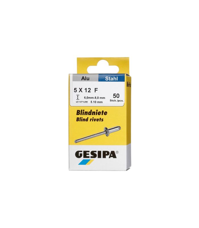 Blindniet Alu/Stahl Flachrundkopf Mini-Pack 5x12mm a 50Stück GESIPA