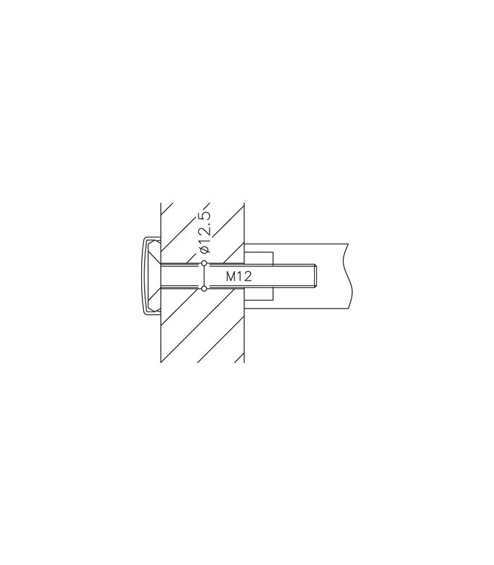 Befestigungspunkt durchgängig mit abdeck gerade MS 1.2A.32 Holz-/Metallt. 33-42 Edelstahl