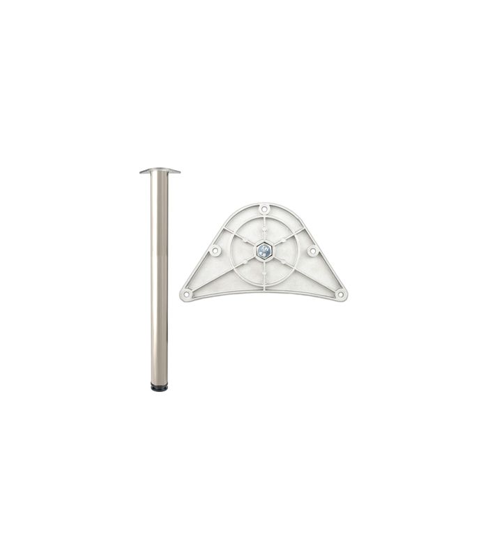 Tischbein Stück Ø 80 x 1100-1120 mm Edelstahl Effekt, Befestigung -Platte rund