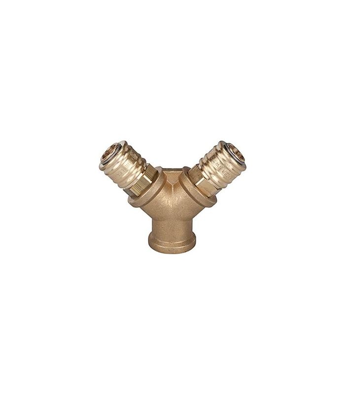 Verteiler 2-fach, Messingmit 2 Kupplungen NW7,2, IG G1/4" RIEGLER