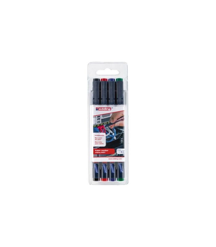 Kabelmarker-Set 8407 schwarz, rot, blau, grün edding