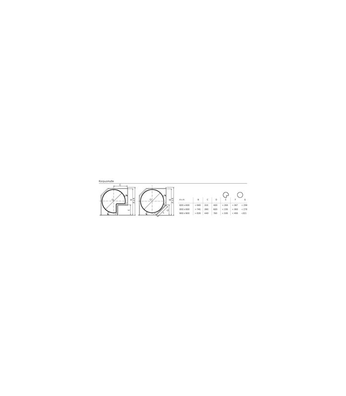 Drehbeschlag COR-Wheel Pro, 600x600er x 4/4 Boden, Premea, weiß chrom