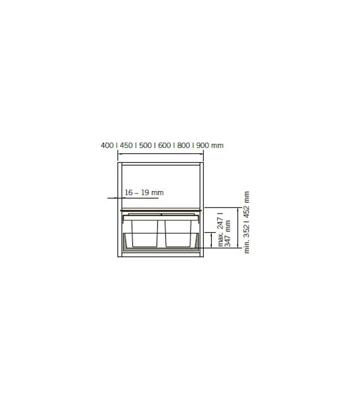 Abfalltrennsystem, ENVI-FLEX PRO 500er/H426, 1x21/1x28 l, hellgrau