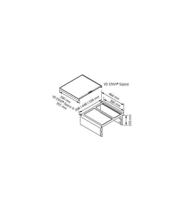 Abfalltrennsystem VS ENVI Space lavagrau KB 600 mm Einbautiefe 464 mm
