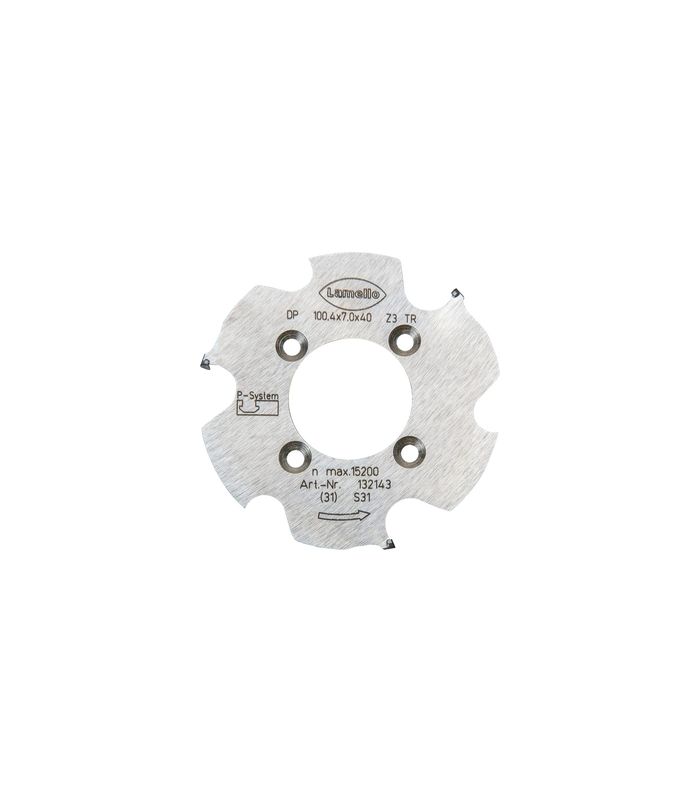 P-System Nutfräser CNC, DP, linkslauf. Ø100.4x7xØ35 mm, Z3, NL 4xØ5.5xØ50 mm
