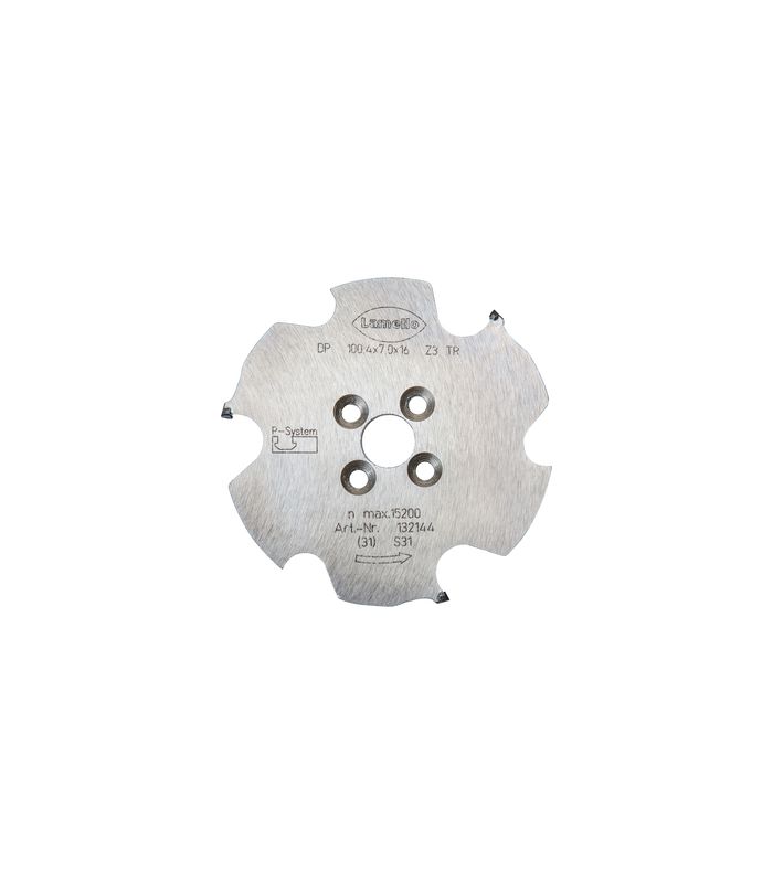 P-System Nutfräser CNC, DP Ø100.4x7xØ16 mm, Z3, NL 4xØ5.5xØ28 mm