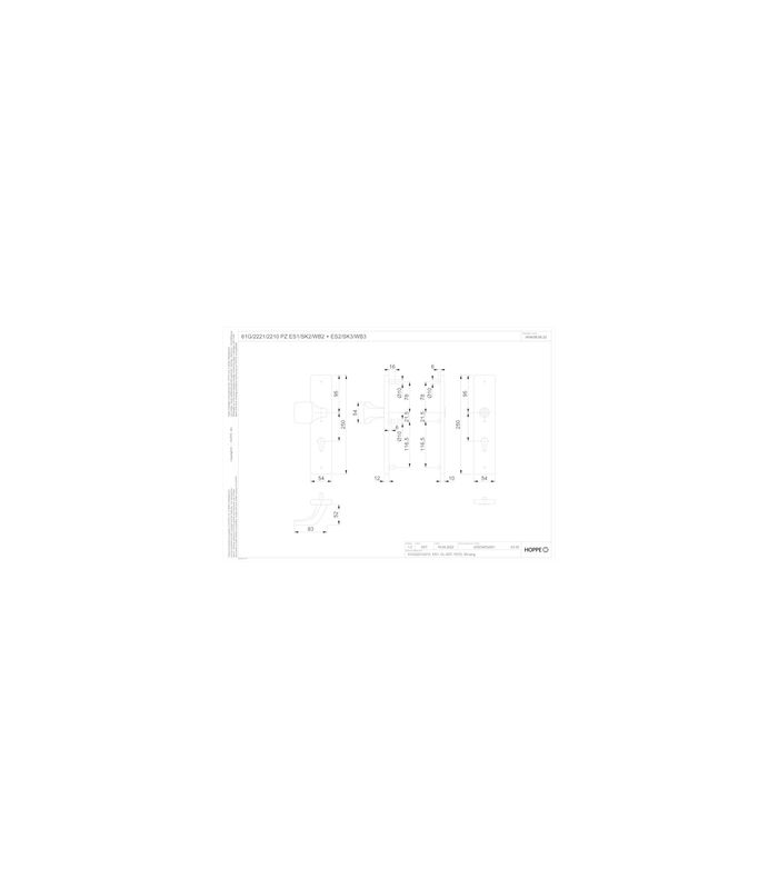 HOPPE Sicherheits-Wechselgarnitur 61G/2221/2210, Langschild eckig, 12mm, ES 1, ohne Zylinderabdeckung, Profilzylinder gelocht, Entfernung 92mm, Vierkant 10/8mm, Türstärke 67-77mm, edelstahloptik matt eloxiert