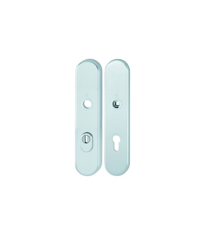 HOPPE Schutz-Langschild 3332ZA/3310 oval, ES 1, mit Zylinderabdeckung, Profilzylinder gelocht, Entfernung 72mm, Vierkant 8mm, Türstärke 37-47mm, naturfarben eloxiert