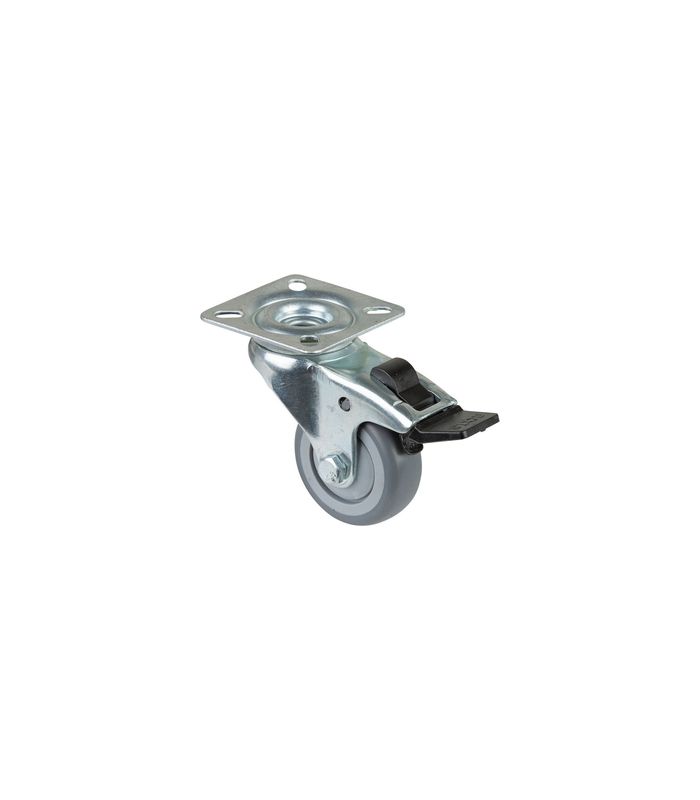 Lenkrolle, mit Totalfestst., Ø 50, B 20mm A320.A85,40kg, mit Platte, grau