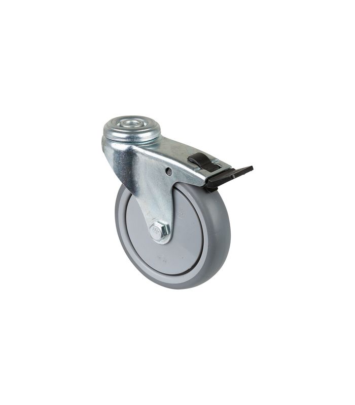 Lenkrolle, mit Totalfestst., Ø 100, B 24mm A321.A85,70kg, mit Platte, grau