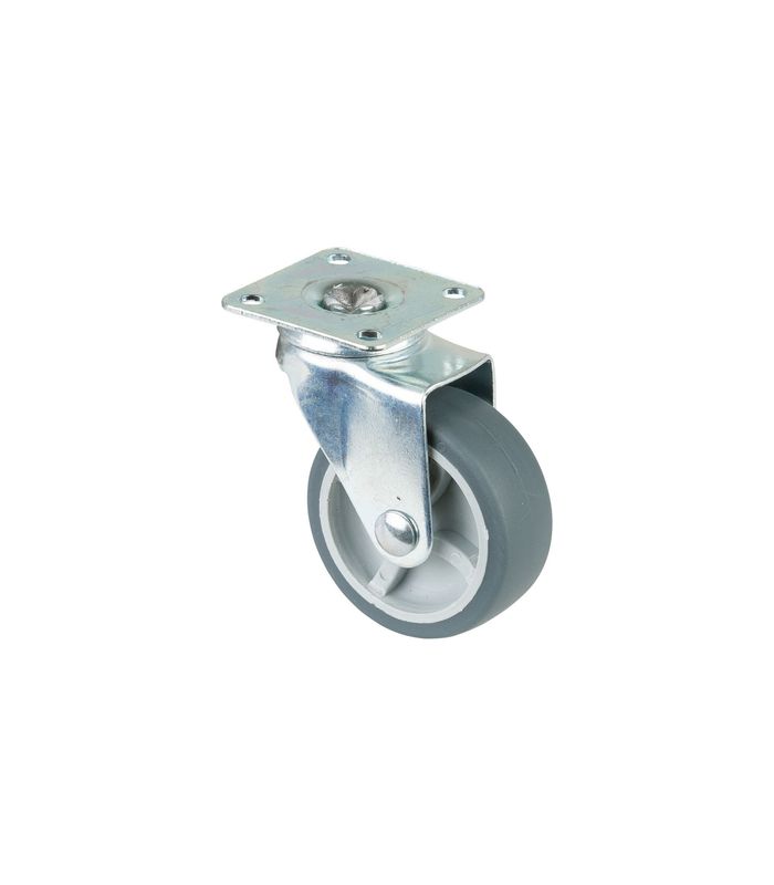 Lenkrolle 50mm 42x42mm Platte, GL, Gummirad F26.050