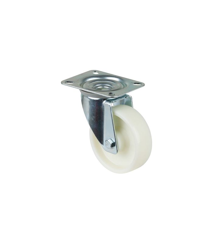 Lenkrolle 100mm L400.B10 Platte, Kunststoff weiß, RL L400.B10.100