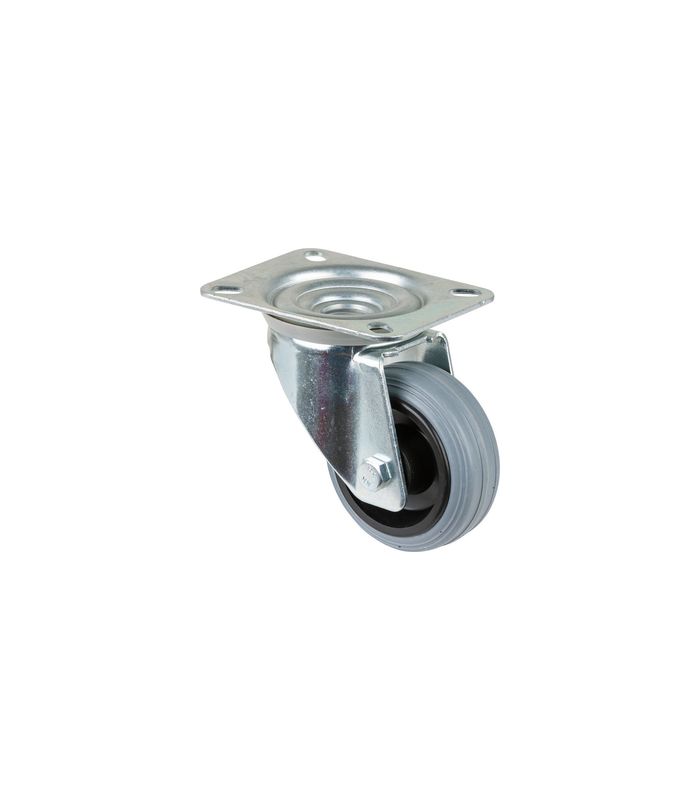 Lenkrolle 80mm L400.B46 Platte, Gummi grau, RL L400.B46.080