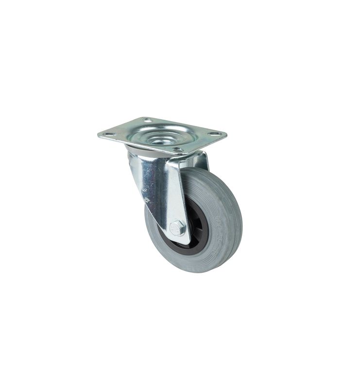 Lenkrolle 100mm L400.B46 Platte, Gummi grau, RL L400.B46.100