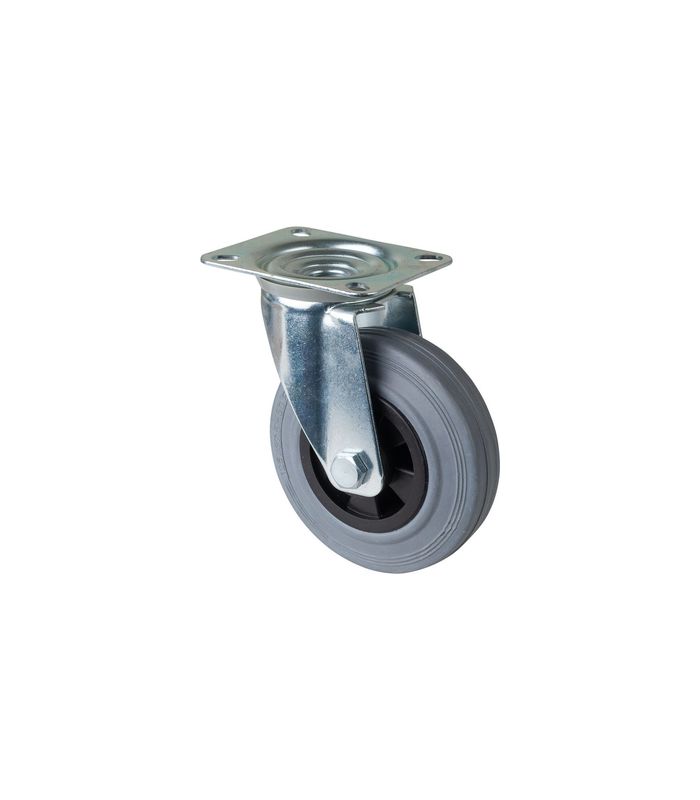 Lenkrolle 125mm L400.B46 Platte, Gummi grau, RL L400.B46.125