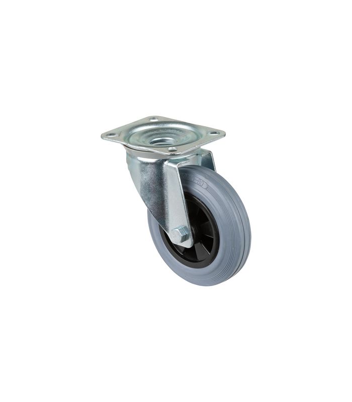 Lenkrolle 160mm L400.B46 Platte, Gummi grau, RL L400.B46.160