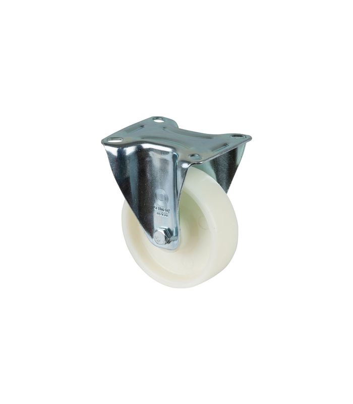 Bockrolle 100mm L410.B10 Platte, Kunststoff weiß, RL L410.B10.100