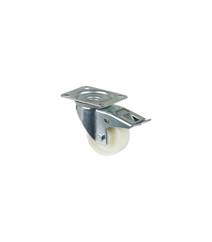 Lenkrolle 80mm L420.B10 Platte, Kunststoff weiß, RL, Fest L420.B10.080