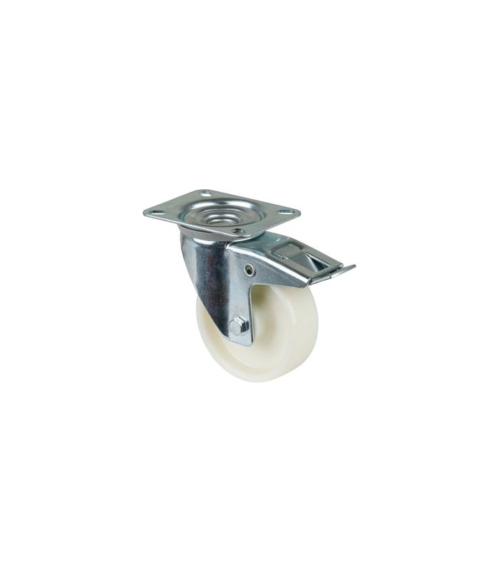 Lenkrolle 100mm L420.B10 Platte, Kunststoff weiß, RL, Fest L420.B10.100
