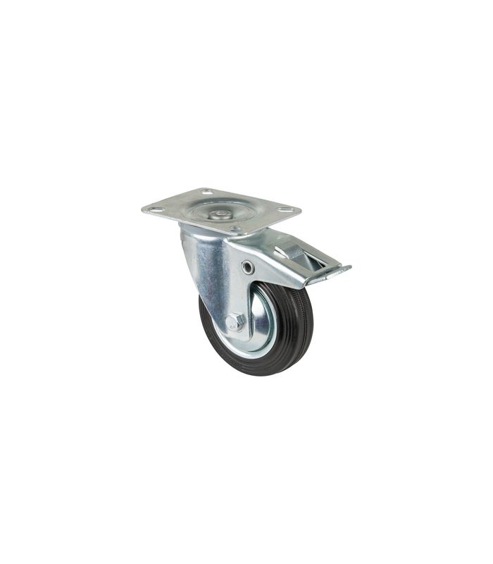 Lenkrolle 100mm L420.B55 Platte, Gummi schwarz RL, FestL420.B55.101