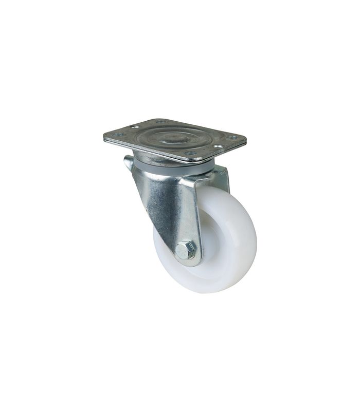 Lenkrolle 125mm N100.B10 Platte, Kunststoff weiß, RL N100.B10.127