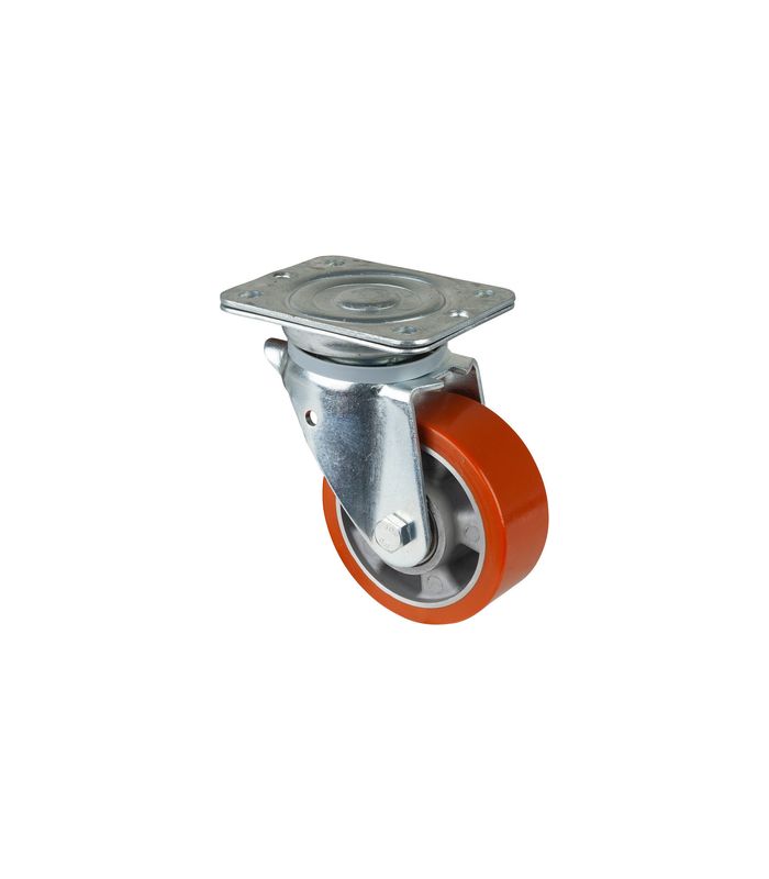 Lenkrolle 125mm N100.B90 Platte, Polyure Guss, KL N100.B90.129