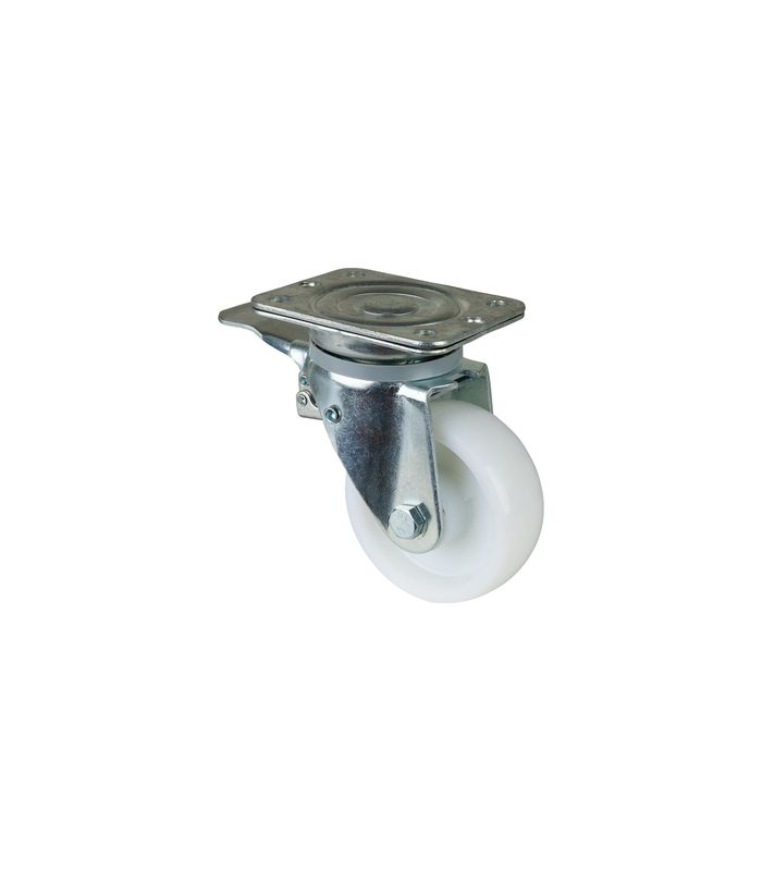 Lenkrolle 125mm N120.B10 Platte, Kunststoff weiß, RL, Fest N120.B10.127