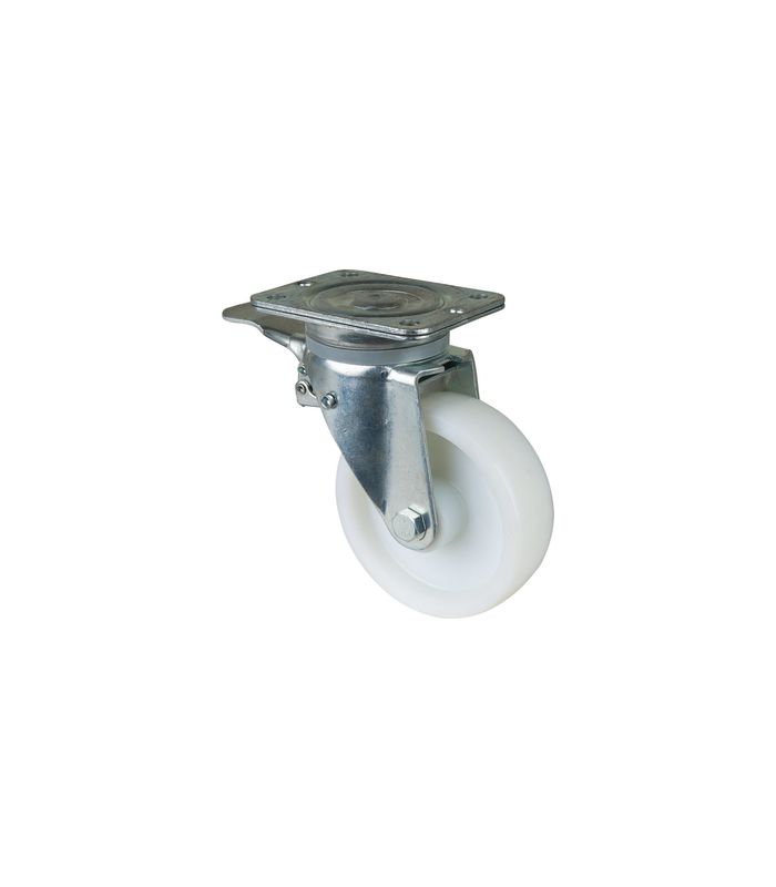 Lenkrolle 150mm N120.B10 Platte, Kunststoff weiß, RL, Fest N120.B10.151