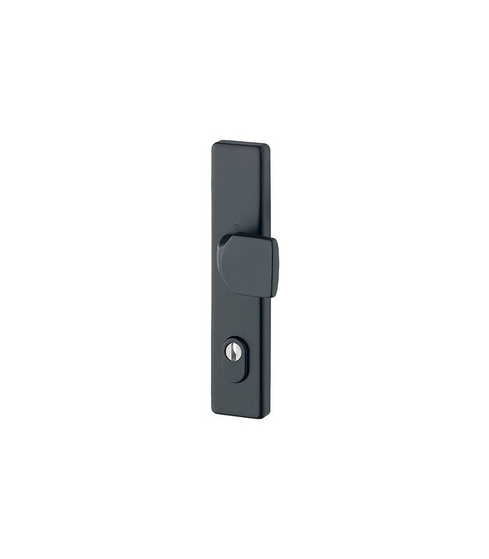 HOPPE Sicherheits-Halbgarnitur 61G/2222ZA, Langschild eckig, 15mm, ES 1, mit Zylinderabdeckung, Profilzylinder gelocht, Entfernung 92mm, Vierkant 10mm, Türstärke 67-72mm, schwarz matt eloxiert