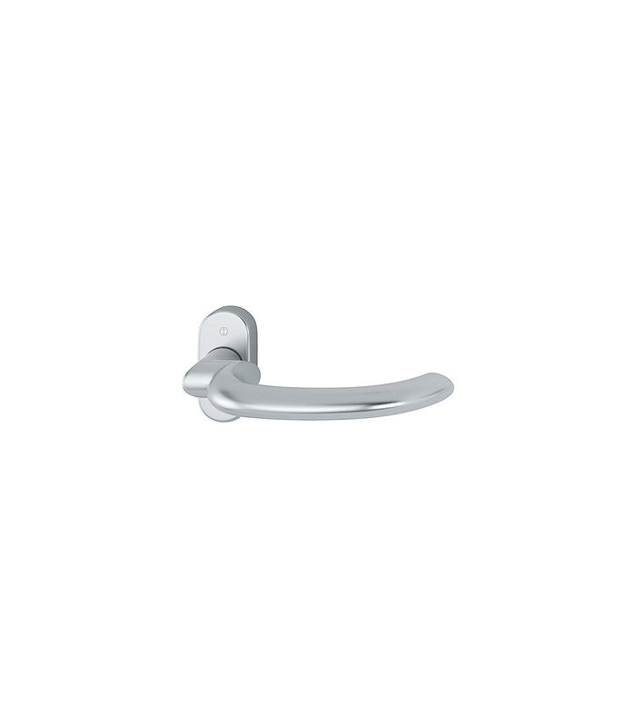 HOPPE Halbgarnitur Marseille FS-1138GF2/55, ohne Schlüsselrosette, Vierkant 9mm, DIN Links-Rechts, Befestigungstechnik mit Stütznocken, silber, neusilberfarben, eloxiert