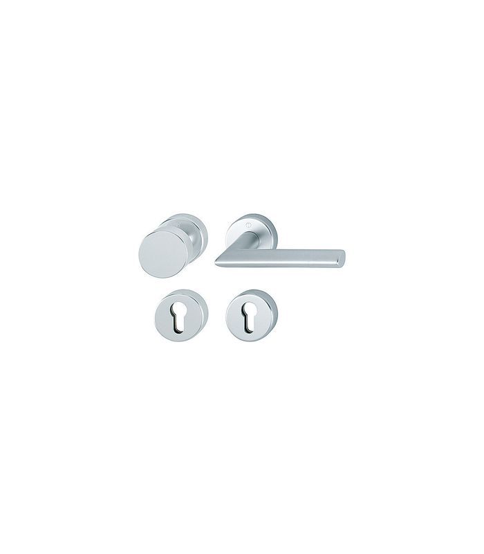 HOPPE Wechselgarnitur Stockholm FS-58/42H/42HS/1140, Rosette, Profilzylinder gelocht, Vierkant 9mm, DIN Links-Rechts, TS 45 - 65mm, Befestigungstechnik mit Stütznocken, silber, naturfarben, eloxiert
