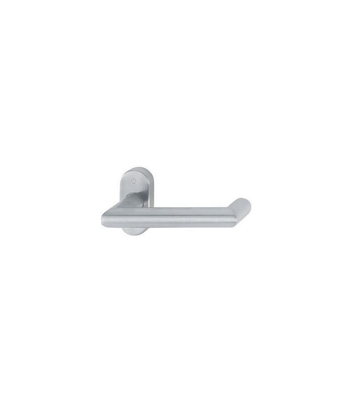 HOPPE Halbgarnitur Rotterdam FS-E1401F/55, ohne Schlüsselrosette, Vierkant 9mm, DIN Links-Rechts, TS 45 - 65mm, Befestigungstechnik mit Stütznocken, grau, edelstahl matt