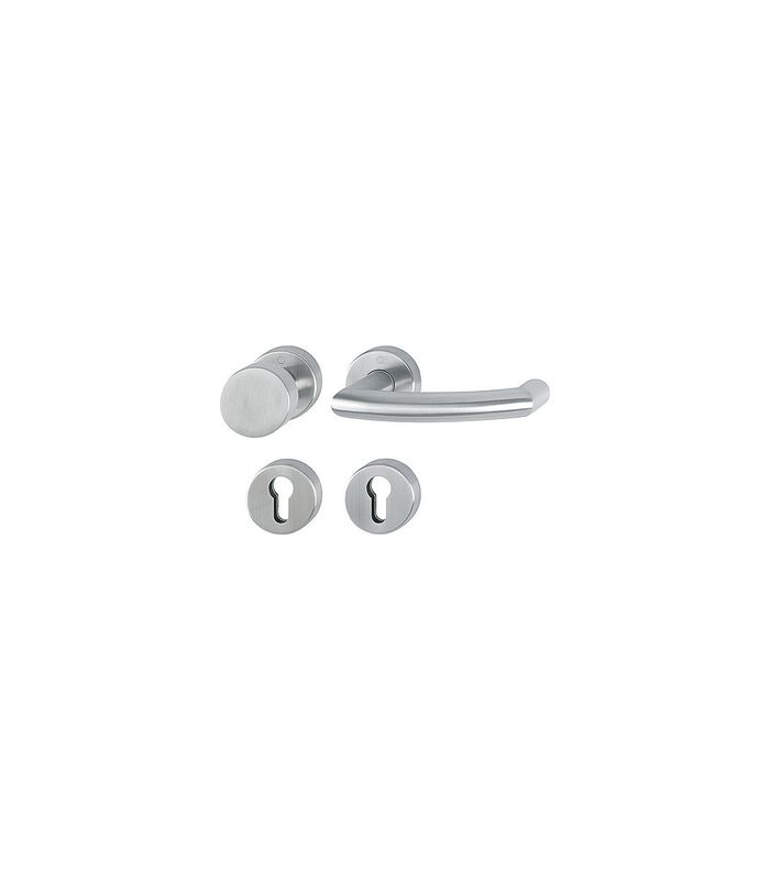 HOPPE Wechselgarnitur Tromsø FS-E58/42H/42HS/1431, Rosette, Profilzylinder gelocht, Vierkant 9mm, DIN Links-Rechts, TS 40 - 65mm, Befestigungstechnik mit Stütznocken, grau, edelstahl matt