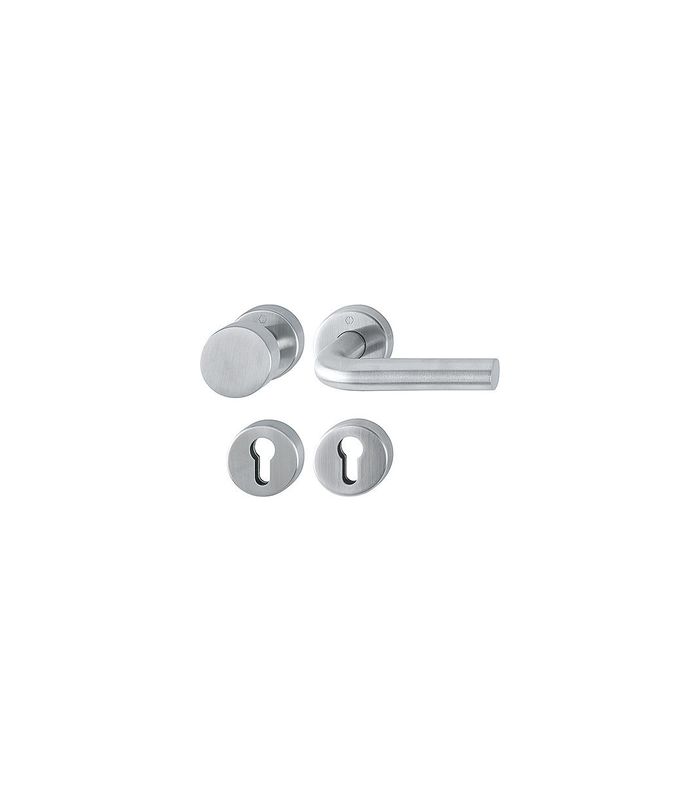 HOPPE Wechselgarnitur Bonn FS-E58/42H/42HS/150, Rosette, Profilzylinder gelocht, Vierkant 9mm, DIN Links-Rechts, TS 40 - 65mm, Befestigungstechnik mit Stütznocken, grau, edelstahl matt