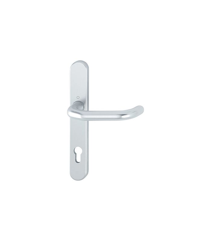 HOPPE Halbgarnitur Paris RD-138GF/3357SN, Langschild, oval, Profilzylinder gelocht, Entfernung 92mm, Vierkant 9mm, Türstärke 45 - 65mm, Befestigungstechnik ohne Stütznocken, silber, naturfarben, eloxiert