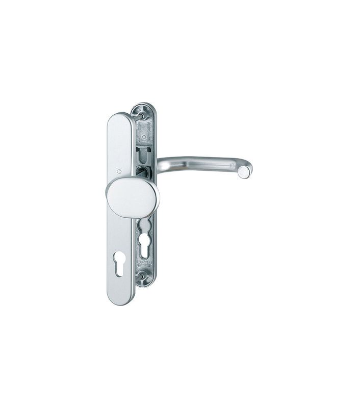 HOPPE Wechselgarnitur Paris RD-86G/3357N/138GF, Langschild, oval, Profilzylinder gelocht, Entfernung 92mm, Vierkant 9mm, Türstärke 67 - 72mm, Befestigungstechnik mit Stütznocken, silber, naturfarben, eloxiert