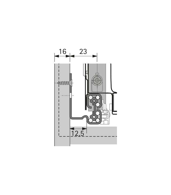 Auszugsführung Quadro V6+ für Push to open Silent, NL 620 mm, EB 12,5 mm, links und rechts