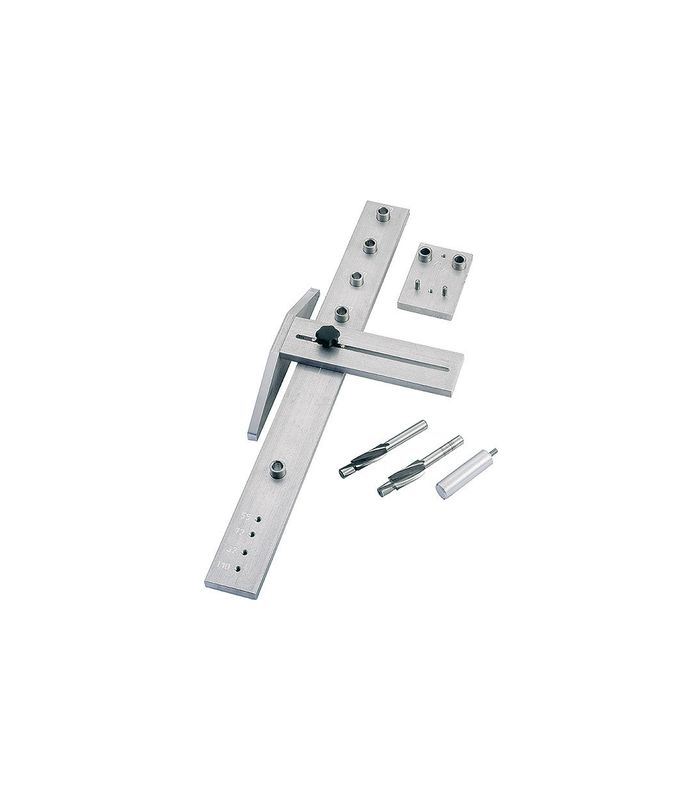Haustür- Bohrlehre, für Stoßgriffe, Set 1, nicht verstellbar, Metall, silber